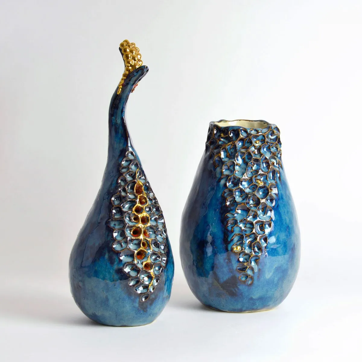 Peacock - Blue Vase golden eggs